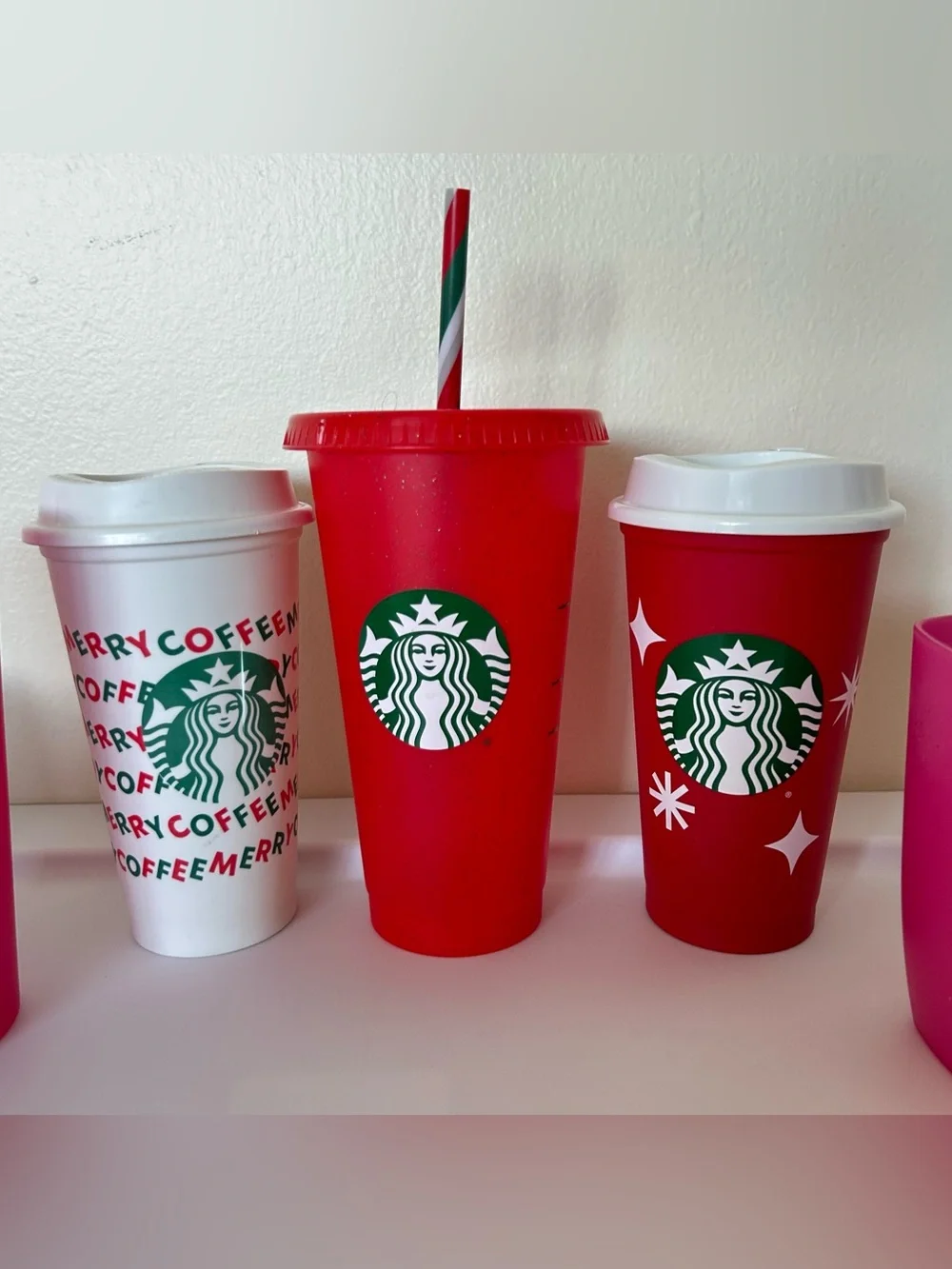 NWOT College Student Dorm Room Starbucks Cup Mug Bundle Coffee Tea Water Pink
